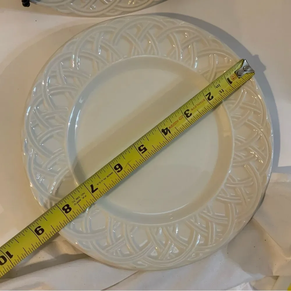 Set PIER 1 BASKET RELIEF Pattern Dinner Salad Plate Bowl Mug